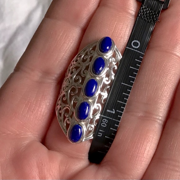 Low Profile Lapis Lazuli Ring in Stainless Steel - Picture 3 of 7